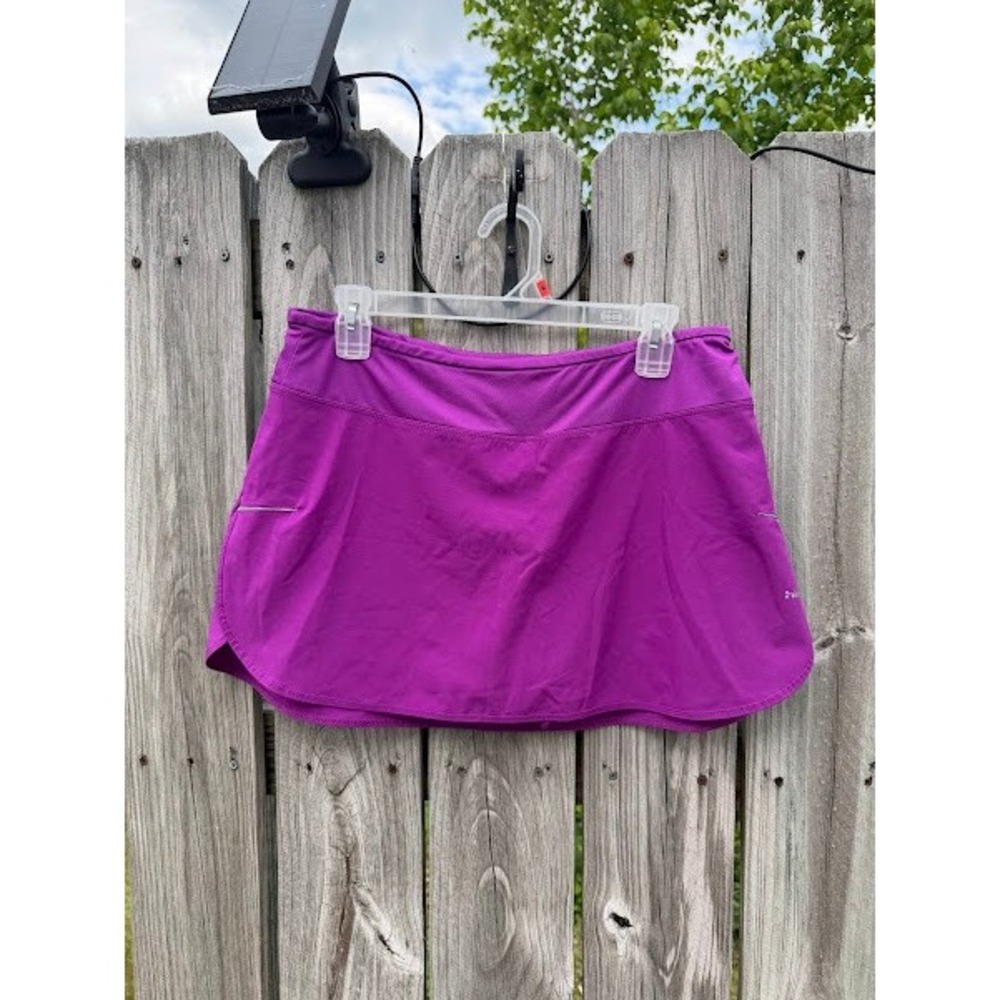 Hind Womens Magenta Purple Athletic Running Skort Built In Shorts Back Pocket L
